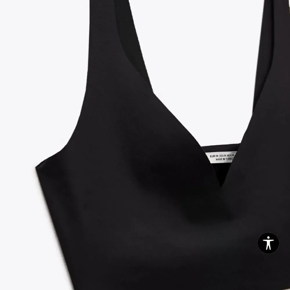 Zara Bralette With V-Neck and Wide Straps Black S NWT - Picture 6 of 8